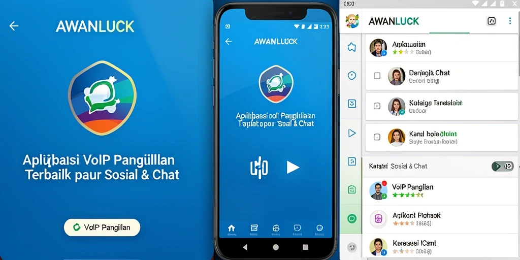 Tampilan antarmuka aplikasi AWANLUCK untuk VoIP Panggilan.