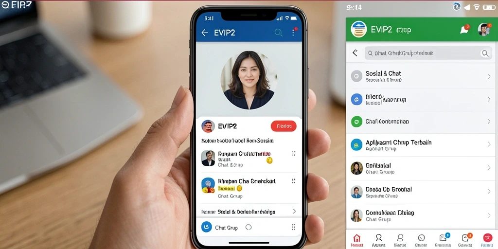 Antarmuka EVIP2 yang menarik dengan fitur Chat Grup.
