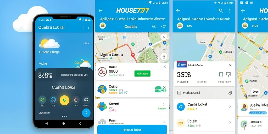 Antarmuka aplikasi HOUSE777 menampilkan informasi cuaca lokal secara jelas dan informatif.