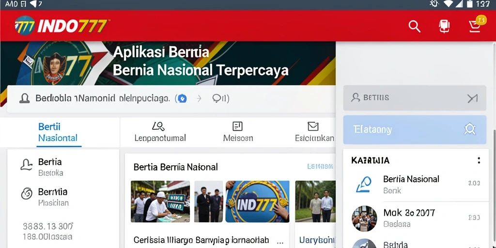 Tampilan antarmuka aplikasi INDO777 yang modern dan informatif.