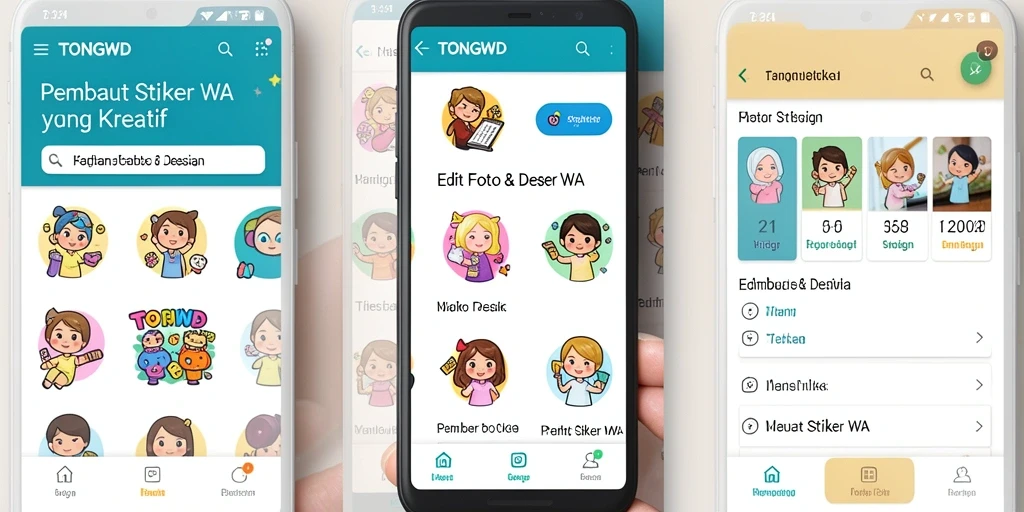 Tampilan antarmuka TONGWD untuk membuat stiker WA yang user-friendly.