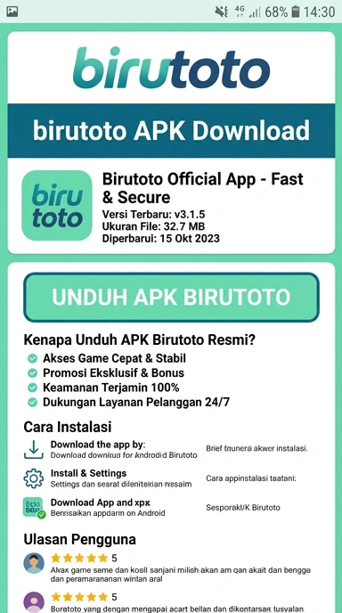 Tampilan halaman APK birutoto
