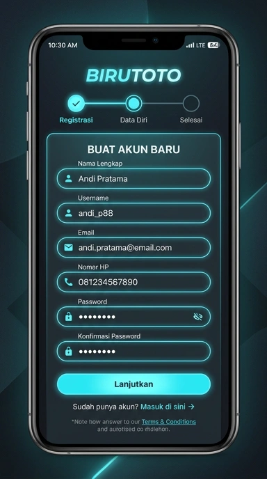 Tampilan halaman daftar birutoto