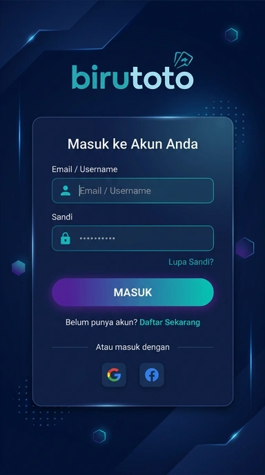 Tampilan halaman login birutoto